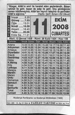 11 Ekim 2008 Takvim Yaprağı - Doğum Günü Hediyesi EFM(N)10653 - 3