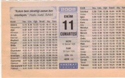11 Ekim 2008 Takvim Yaprağı EFM(N)3228 - 3