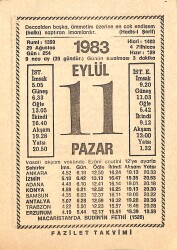 11 Eylül 1983 Takvim Yaprağı - Doğum Günü Hediyesi EFMN15415 - Gökçekoleksiyon