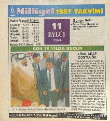 11 Eylül 1987 Takvim Yaprağı - Doğum Günü Hediyesi EFMN14128 - Gökçekoleksiyon