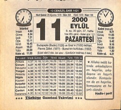 11 Eylül 2000 Takvim Yaprağı - Doğum Günü Hediyesi EFMN14249 - Gökçekoleksiyon