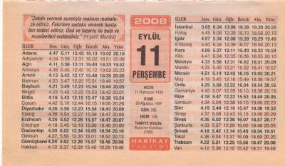 11 Eylül 2008 Takvim Yaprağı EFM(N)2701 - 1