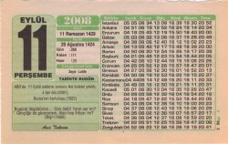 11 Eylül 2008 Takvim Yaprağı EFM(N)2702 - 2