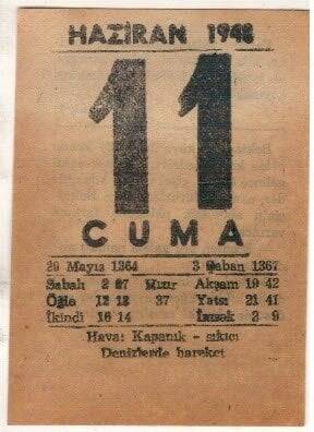 11 Haziran 1948 Takvim Yaprağı EFM(N)1396 - 4