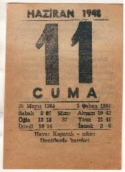 11 Haziran 1948 Takvim Yaprağı EFM(N)1396 - 2