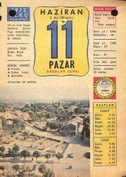 11 Haziran 1972 Takvim Yaprağı - Doğum Günü Hediyesi EFM(N)12167 - Gökçekoleksiyon