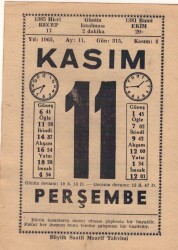 11 Kasım 1965 Takvim Yaprağı EFM(N)3672 - 1