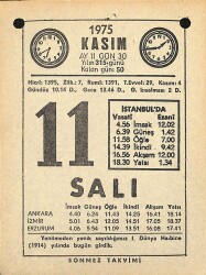 11 Kasım 1975 Takvim Yaprağı - Doğum Günü Hediyesi EFM(N)12584 - Gökçekoleksiyon