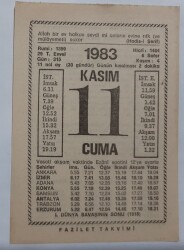 11 Kasım 1983 Takvim Yaprağı - Doğum Günü Hediyesi EFM(N)6921 - Gökçekoleksiyon