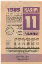 11 Kasım 1985 Takvim Yaprağı EFM(N)3381 - 3