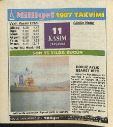 11 Kasım 1987 Takvim Yaprağı - Doğum Günü Hediyesi EFM(N)11934 - Gökçekoleksiyon