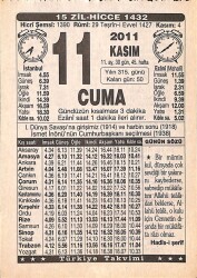 11 Kasım 2011 Takvim Yaprağı - Doğum Günü Hediyesi EFMN15278 - Gökçekoleksiyon