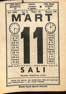 11 Mart 1969 Takvim Yaprağı - Doğum Günü Hediyesi EFM(N)11003 - 1