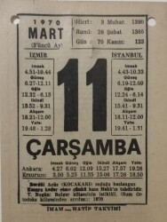 11 Mart 1970 Takvim Yaprağı - Doğum Günü Hediyesi EFM(N)7955 - 2