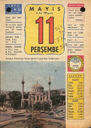 11 Mayıs 1972 Takvim Yaprağı - Doğum Günü Hediyesi EFM(N)12246 - Gökçekoleksiyon