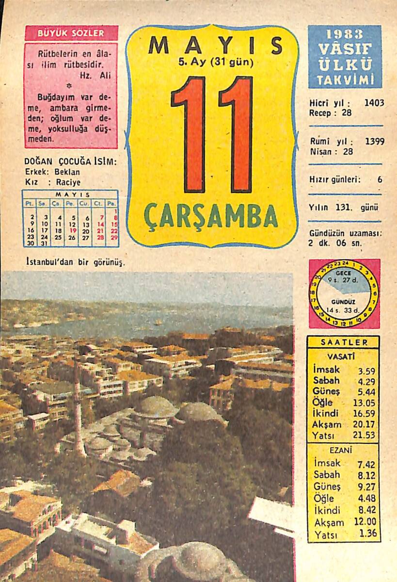 11 Mayıs 1983 Takvim Yaprağı - Doğum Günü Hediyesi EFMN15121 - 1