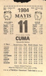 11 Mayıs 1984 Takvim Yaprağı - Doğum Günü Hediyesi EFM(N)11200 - Gökçekoleksiyon