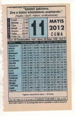 11 Mayıs 2012 Takvim Yaprağı EFM(N)1942 - 1