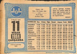 11 NİSAN 1984 Takvim Yaprağı - Doğum Günü Hediyesi EFM(N)10897 - Gökçekoleksiyon