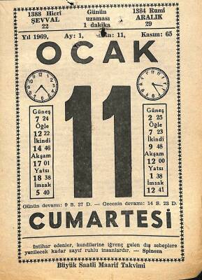 11 Ocak 1969 Takvim Yaprağı - Doğum Günü Hediyesi EFM(N)11036 - 1