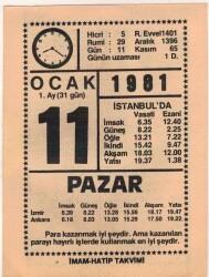 11 Ocak 1981 Takvim Yaprağı EFM(N)4657 - Gökçekoleksiyon