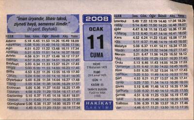 11 Ocak 2008 Takvim Yaprağı - Doğum Günü Hediyesi EFM(N)7477 - 1