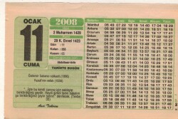 11 Ocak 2008 Takvim Yaprağı EFM(N)4936 - Gökçekoleksiyon
