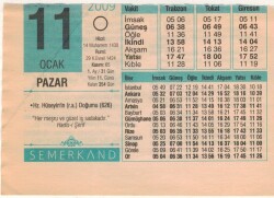 11 Ocak 2009 Takvim Yaprağı EFM(N)4967 - Gökçekoleksiyon