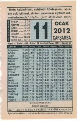11 Ocak 2012 Takvim Yaprağı EFM(N)1494 - 4