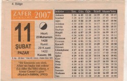 11 Şubat 2007 Takvim Yaprağı EFM(N)5530 - Gökçekoleksiyon