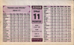 11 Şubat 2008 Takvim Yaprağı - Doğum Günü Hediyesi EFM(N)7505 - Gökçekoleksiyon
