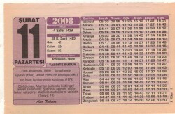 11 Şubat 2008 Takvim Yaprağı EFM(N)5587 - 3