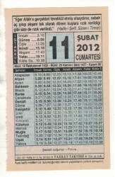 11 Şubat 2012 Takvim Yaprağı EFM(N)1852 - 1