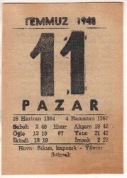 11 Temmuz 1948 Takvim Yaprağı EFM(N)1426 - 2