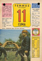 11 Temmuz 1975 Takvim Yaprağı - Doğum Günü Hediyesi EFM(N)9275 - Gökçekoleksiyon
