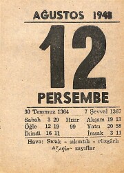 12 Ağustos 1948 Takvim Yaprağı - Doğum Günü Hediyesi EFMN14426 - Gökçekoleksiyon