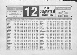 12 Ağustos 2006 Takvim Yaprağı - Doğum Günü Hediyesi EFMN14159 - Gökçekoleksiyon