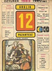 12 Aralık 1983 Takvim Yaprağı - Doğum Günü Hediyesi EFM(N)11534 - Gökçekoleksiyon