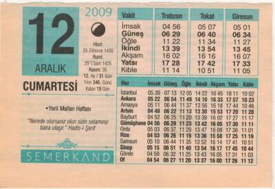 12 Aralık 2009 Takvim Yaprağı EFM(N)4386 - 2