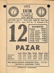 12 Ekim 1975 Takvim Yaprağı - Doğum Günü Hediyesi EFM(N)12562 - Gökçekoleksiyon