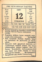 12 Ekim 1985 Takvim Yaprağı - Doğum Günü Hediyesi EFMN14957 - Gökçekoleksiyon