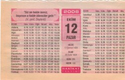 12 Ekim 2008 Takvim Yaprağı EFM(N)3229 - 3