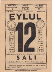 12 Eylül 1967 Takvim Yaprağı EFM(N)3614 - 3