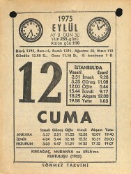12 Eylül 1975 Takvim Yaprağı - Doğum Günü Hediyesi EFM(N)12534 - Gökçekoleksiyon