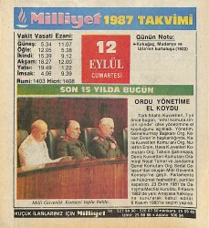 12 Eylül 1987 Takvim Yaprağı - Doğum Günü Hediyesi EFMN14129 - Gökçekoleksiyon