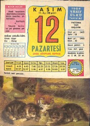 12 Kasım 1984 Takvim Yaprağı - Doğum Günü Hediyesi EFMN14798 - Gökçekoleksiyon