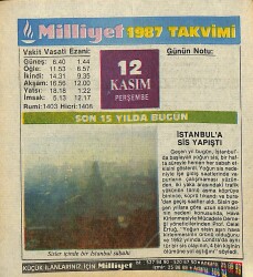 12 Kasım 1987 Takvim Yaprağı - Doğum Günü Hediyesi EFM(N)11933 - Gökçekoleksiyon