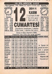 12 Kasım 2011 Takvim Yaprağı - Doğum Günü Hediyesi EFMN15277 - Gökçekoleksiyon