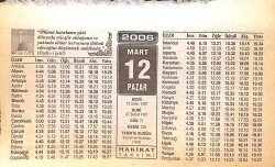12 Mart 2006 Takvim Yaprağı - Doğum Günü Hediyesi EFMN13228 - Gökçekoleksiyon
