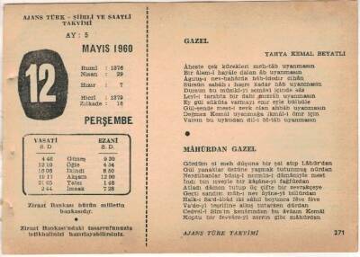 12 Mayıs 1960 Ajans Türk Takvim Yaprağı (Şiirli Saatli) EFM(N)1599 - 4